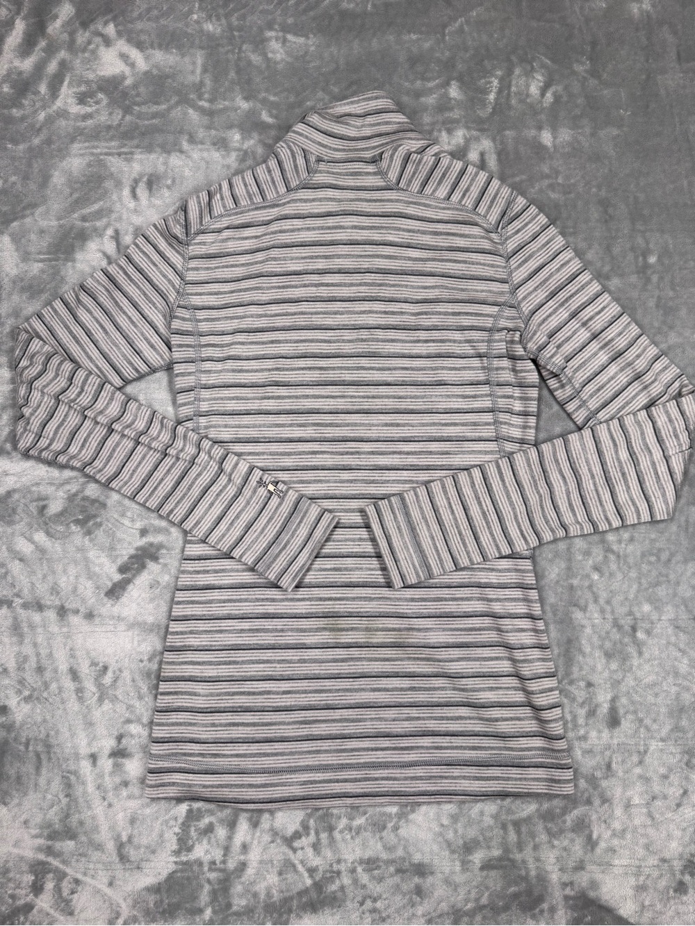 Smartwool Gray Striped Quarter Zip Sweater with Yellow Trim - Picture 5 of 8